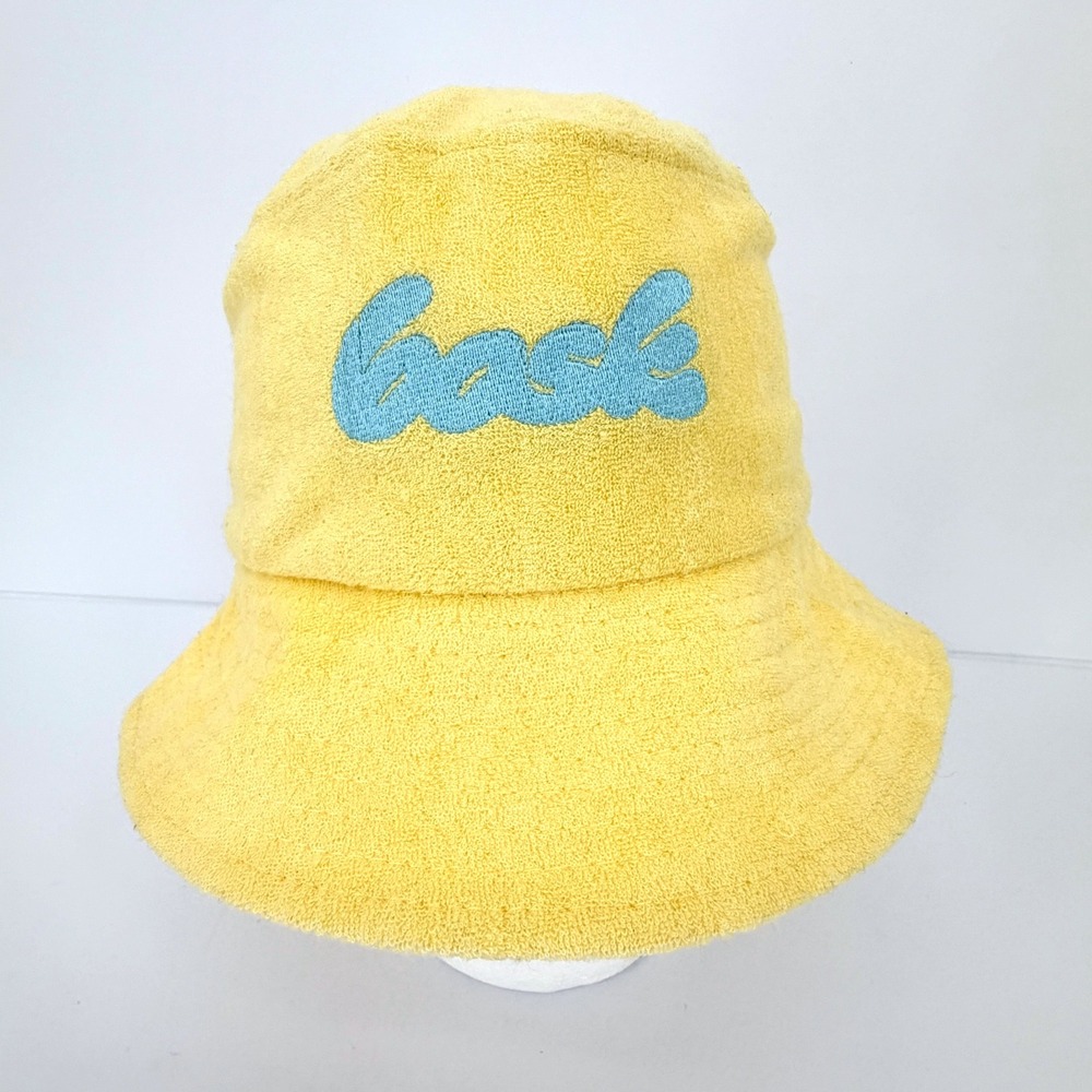 Coast Yellow Terry Cloth Bucket Hat Blue Embroidered Logo Beach Y2K